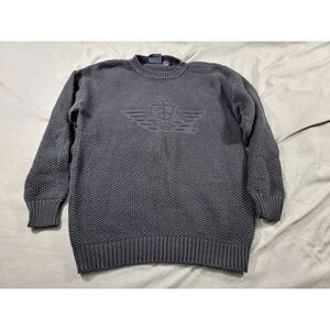 Vintage Dockers knit cotton Stretch Blue sweater Men's Medium‎ Anchor Logo, USA